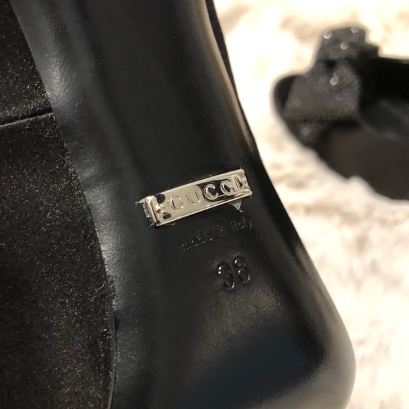 Gucci Clodine Crystal Satin Open Toe Pump - Picture 4 of 8